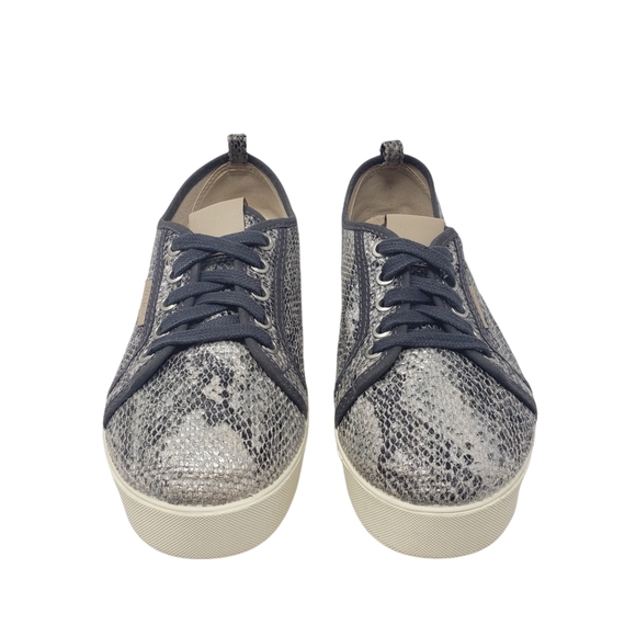 Zara Snakeskin Tennis Shoes Size EU 37  US 6.5 Lace Up Gray Silver Cream Color - Picture 2 of 11